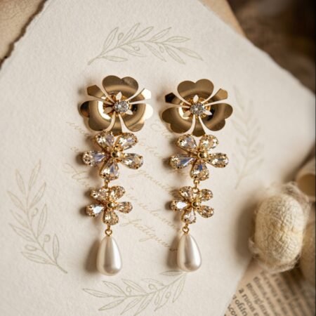 Crystal Florissant Pearl Drop Earrings