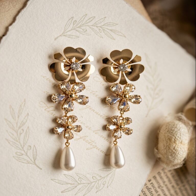 Crystal Florissant Pearl Drop Earrings