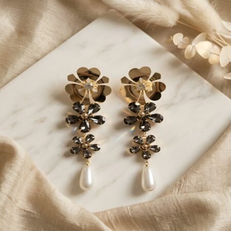 Smoky Charcoal Florissant Pearl Drop Earrings
