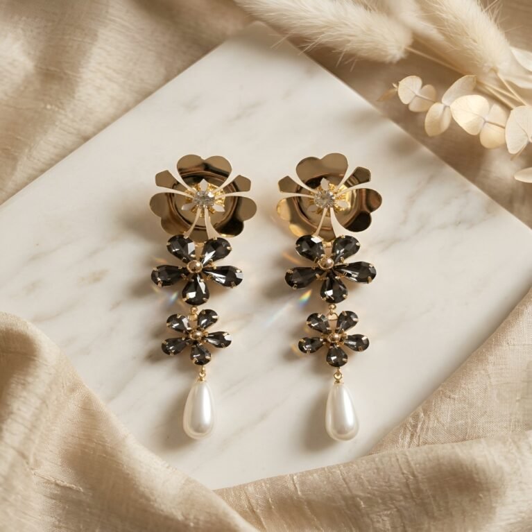 Smoky Charcoal Florissant Pearl Drop Earrings