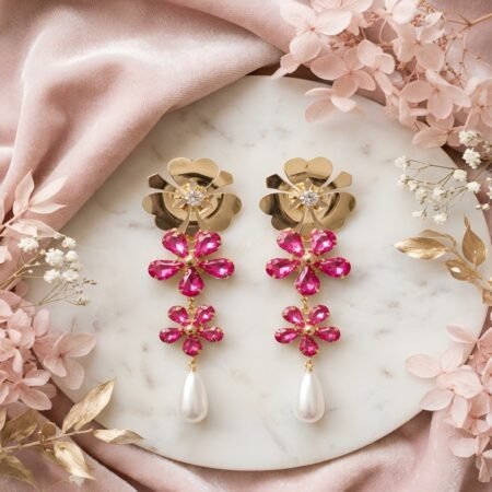 Fuchsia Florissant Pearl Drop Earrings