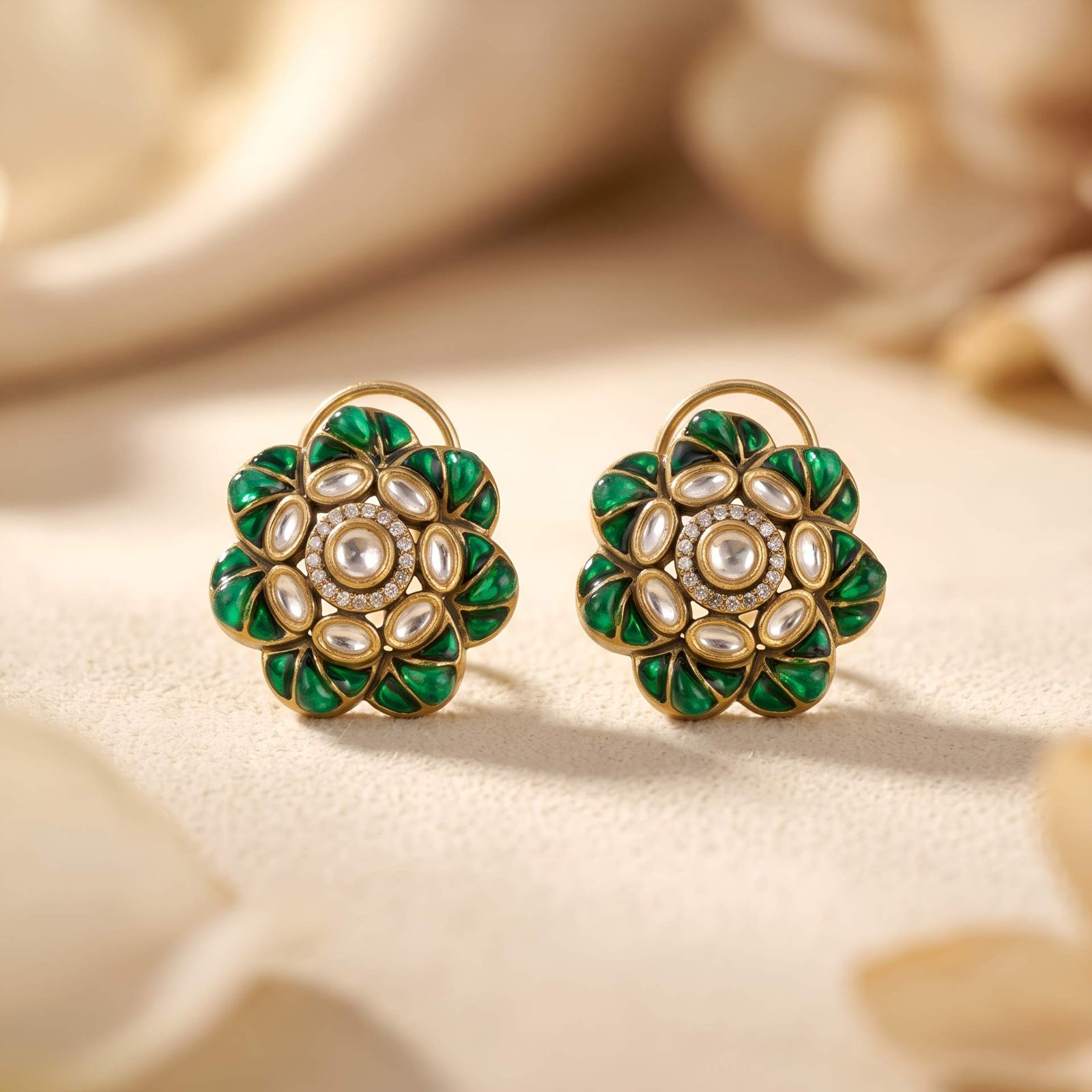 Verdant Gulbahar Kundan Studs