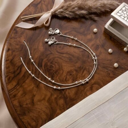 Rhythm Bearer | Silver Electroplated Beaded Graduated Anklet