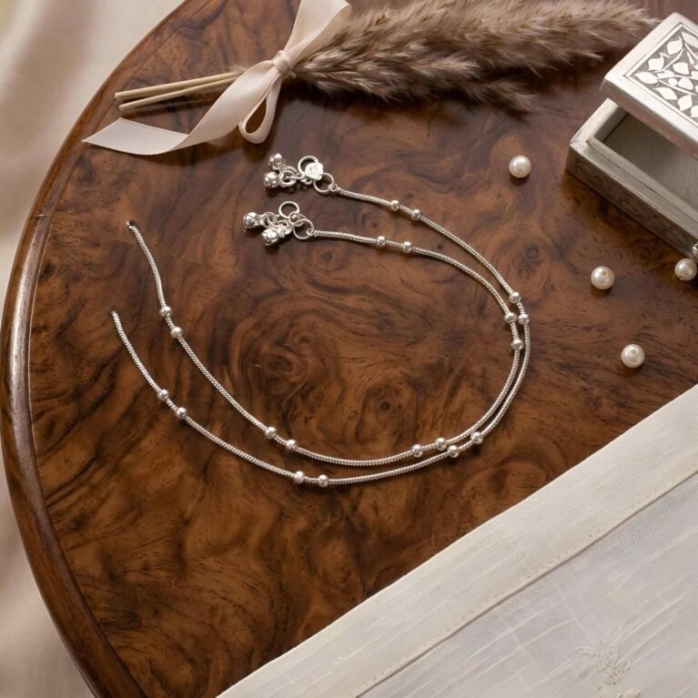 Rhythm Bearer | Silver Electroplated Beaded Graduated Anklet