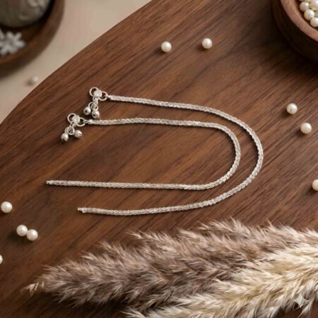 Ethereal Stride | Silver Electroplated Minimalist Duet Chain Anklet