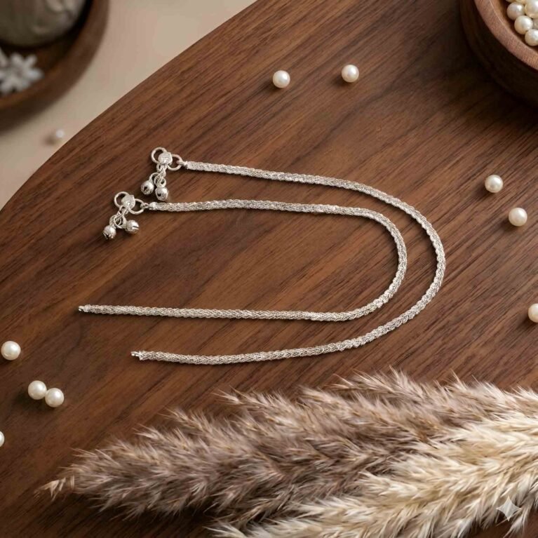 Ethereal Stride | Silver Electroplated Minimalist Duet Chain Anklet