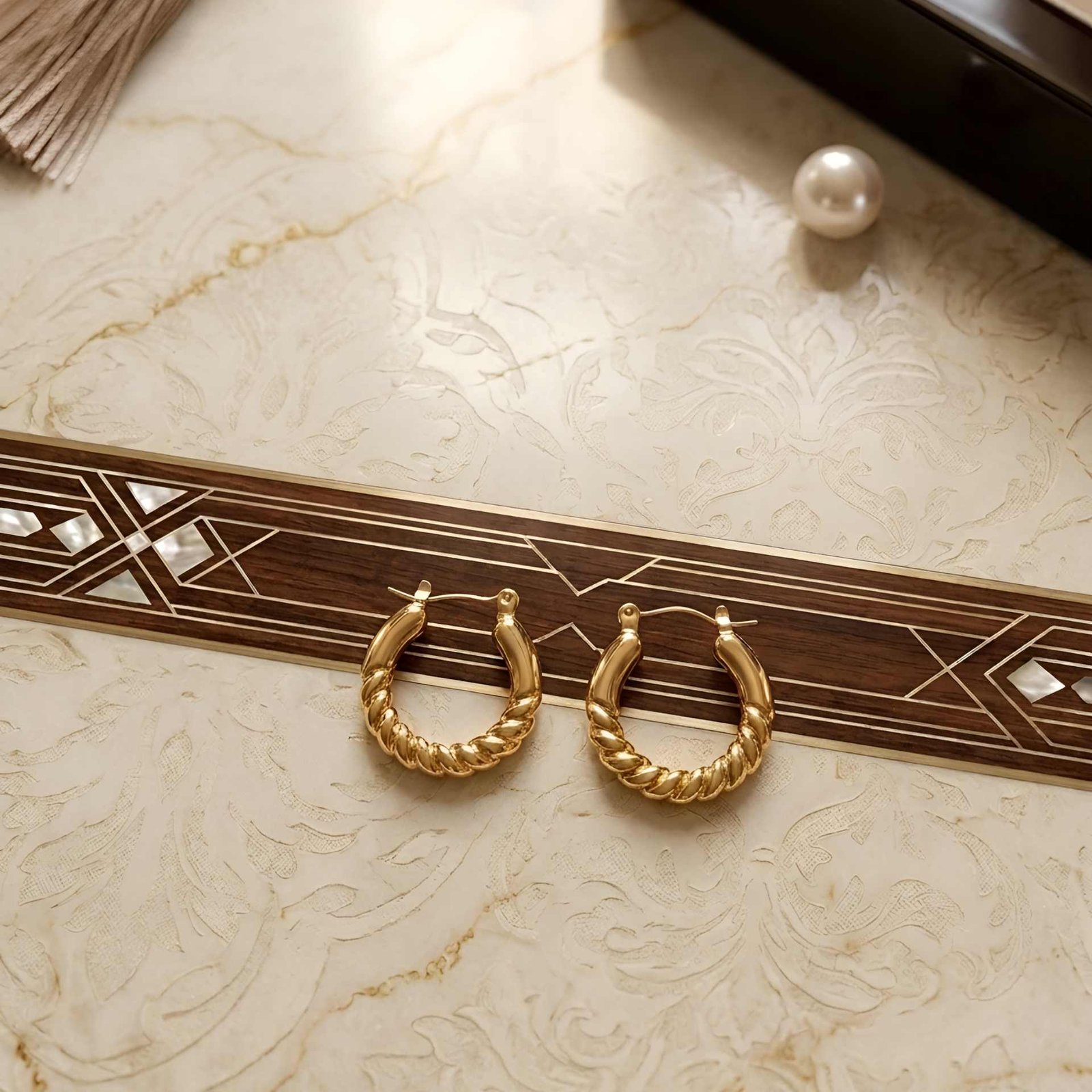 Twisted Gold Huggie Earrings