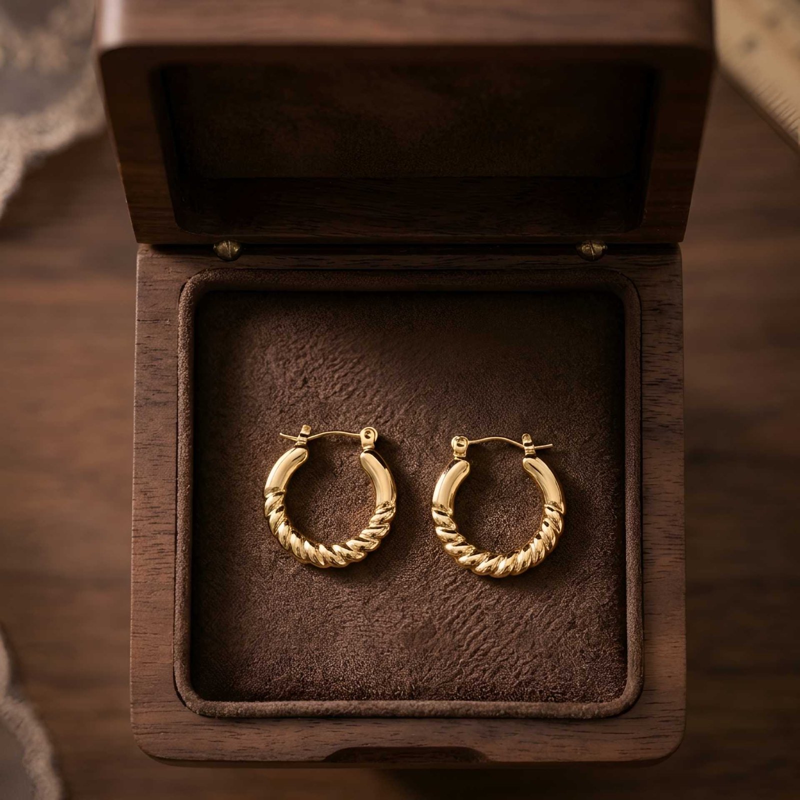 Twisted Gold Huggie Earrings