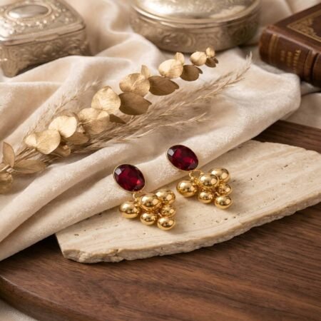 Crimson Cluster Stud Earrings