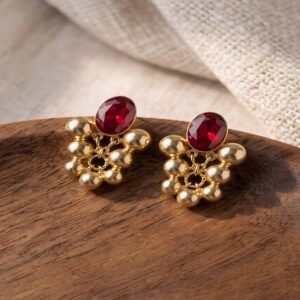 Crimson Cluster Stud Earrings