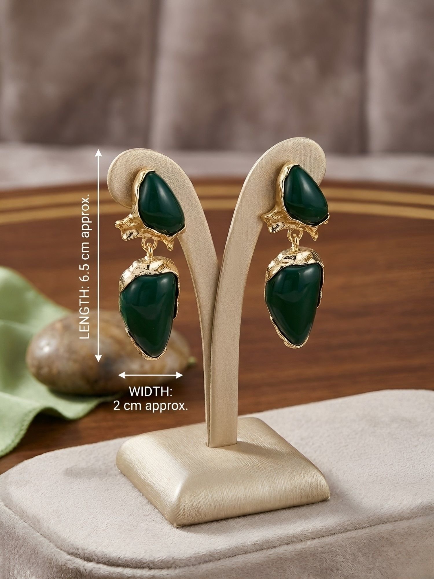 Gilded Geode Malachite Gold Plated Drop Earrings