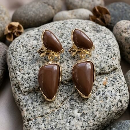Gilded Geode Truffle Gold Plated Drop Earrings