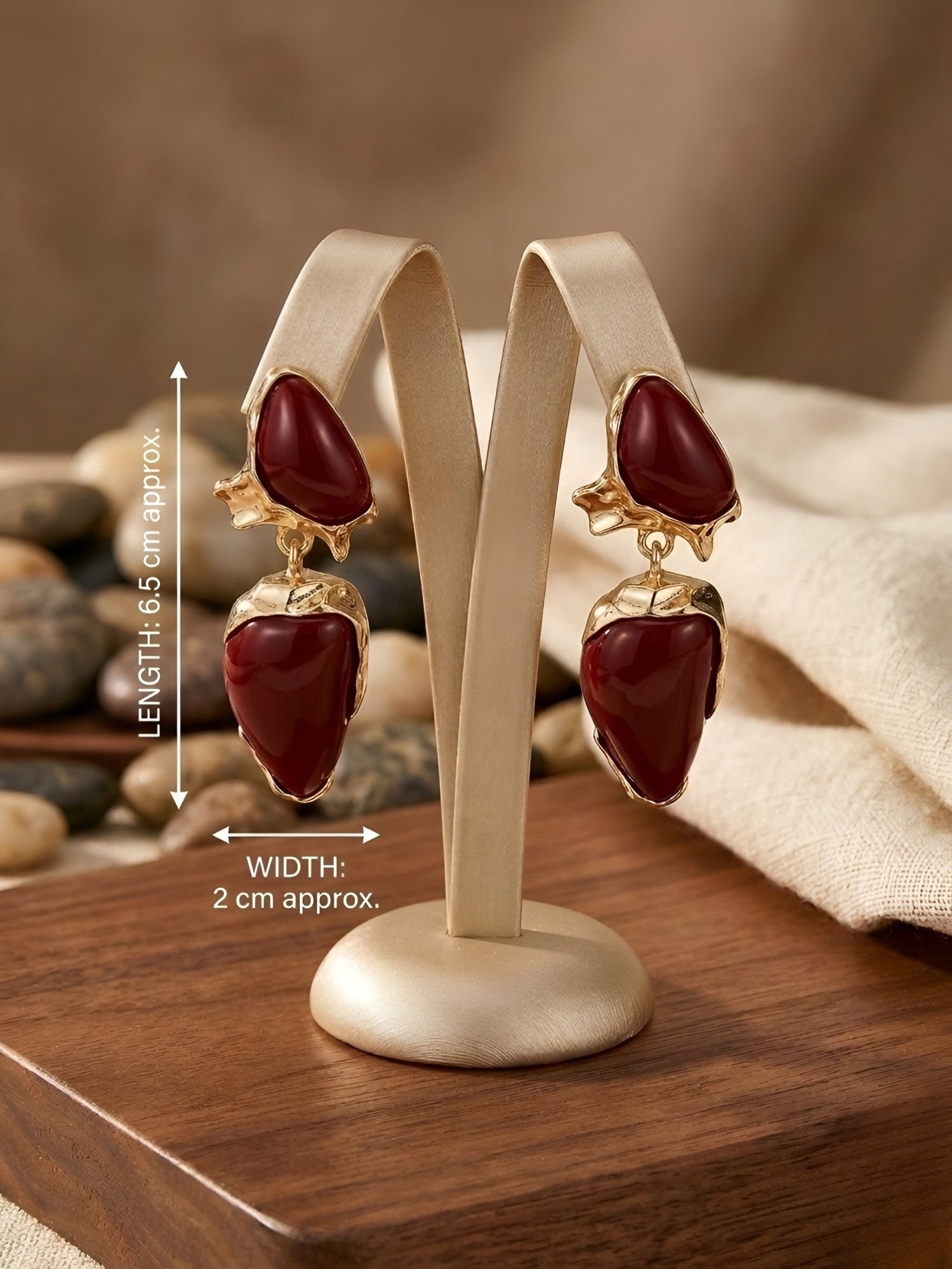 Gilded Geode Merlot Gold Plated Drop Earrings
