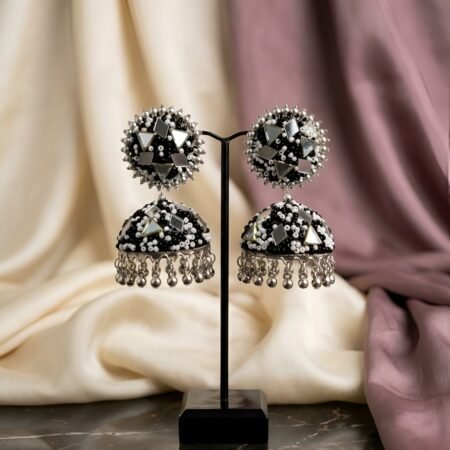 Mirror Glam Nazakat Sitara Antique Oxidised Silver Jhumka
