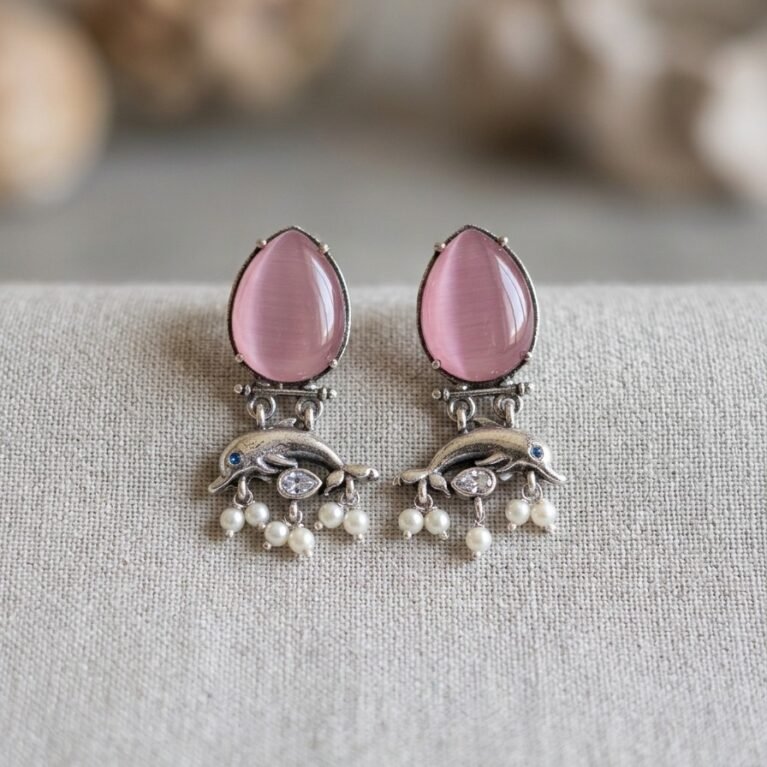 Marina Rose Dolphin Antique Silver Tone Brass Drop Earrings
