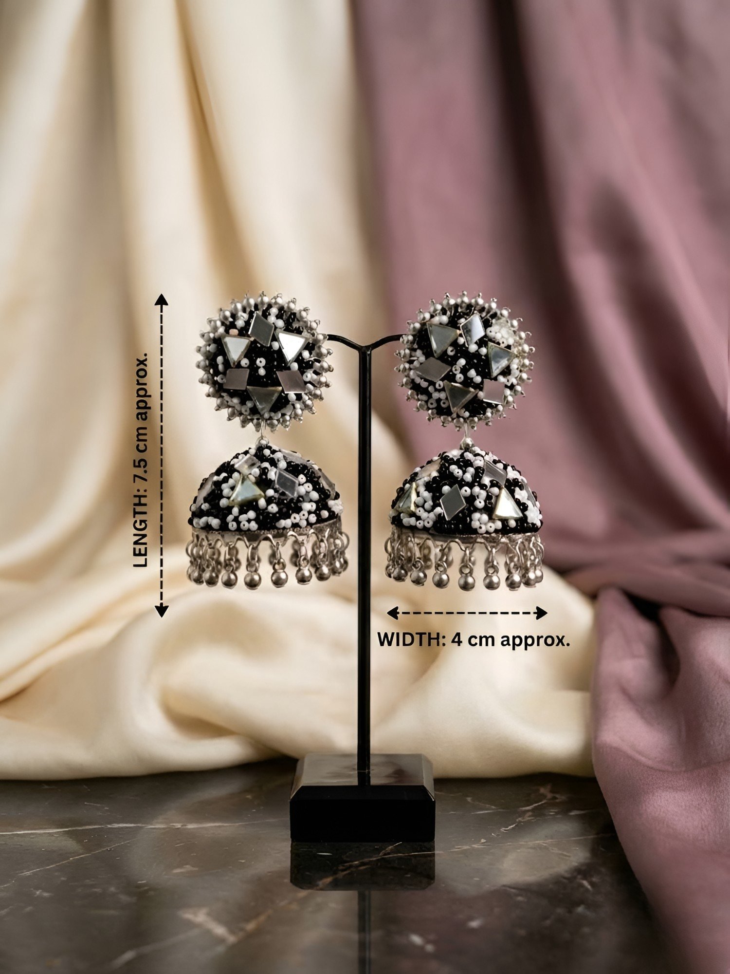 Mirror Glam Nazakat Sitara Antique Oxidised Silver Jhumka