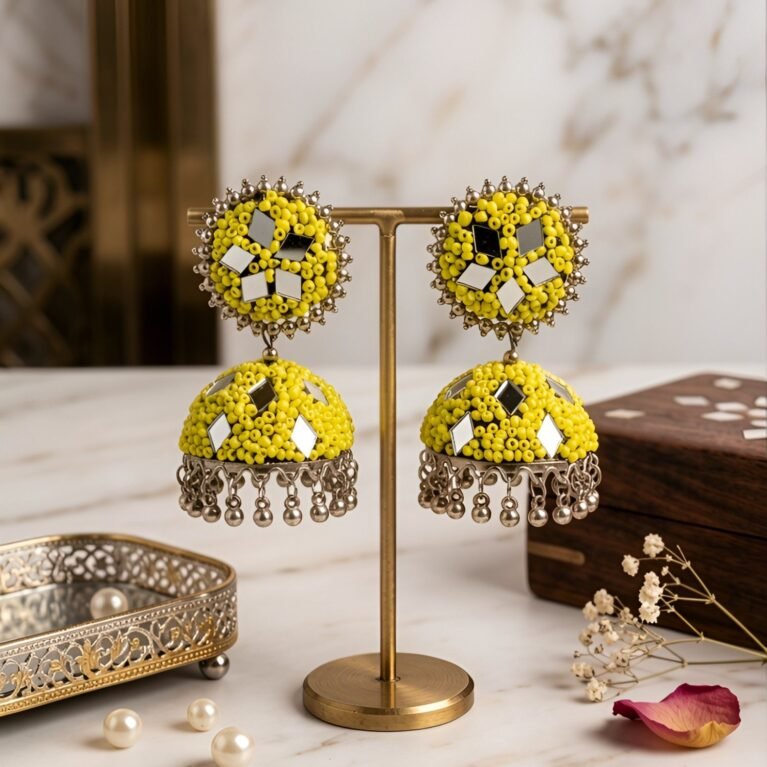 Mirror Glam Nazakat Amaltas Antique Oxidised Silver Jhumka