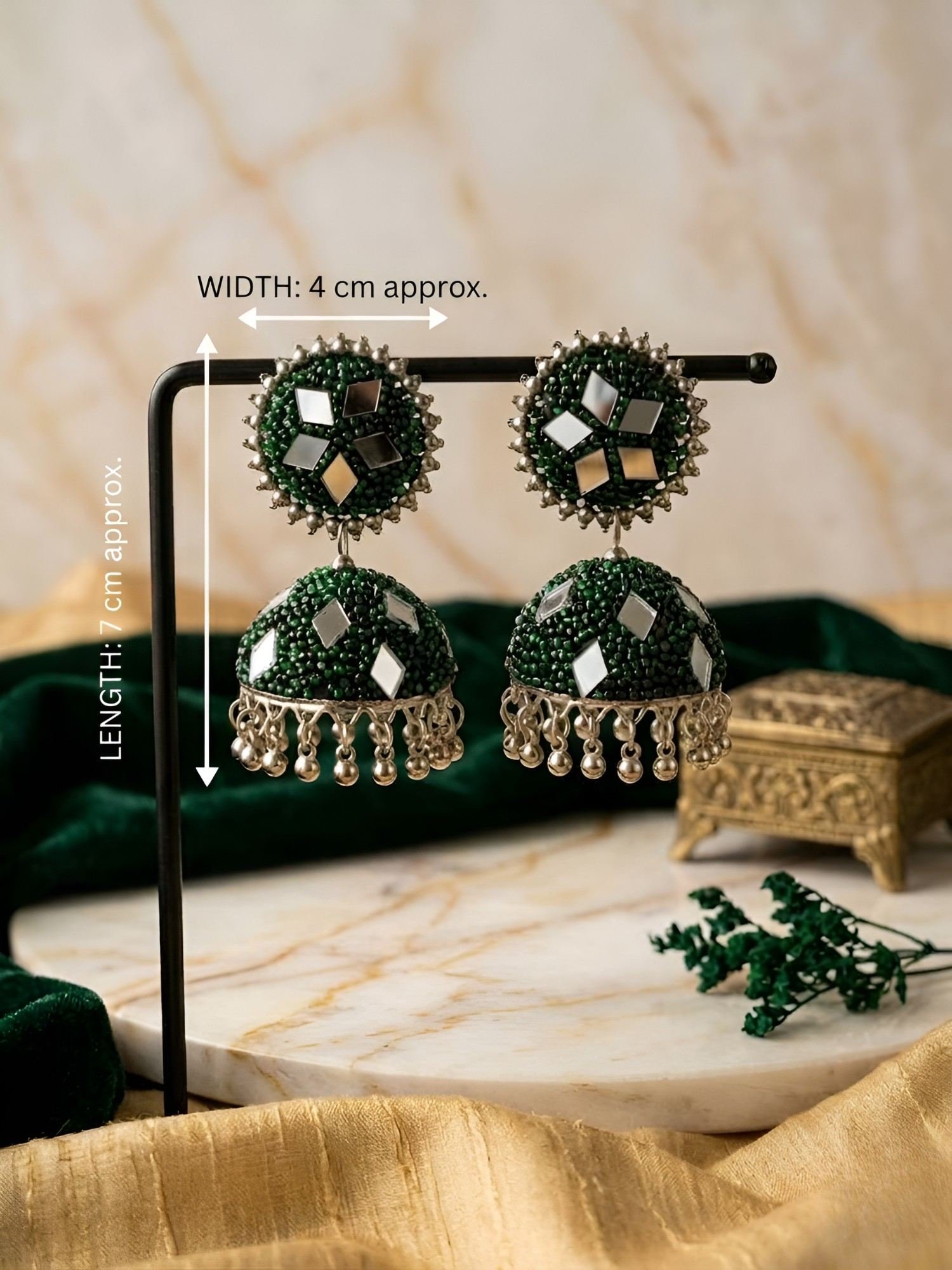 Mirror Glam Nazakat Gulshan Antique Oxidised Silver Jhumka