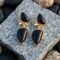 Gilded Geode Obsidian Gold Plated Drop Earrings