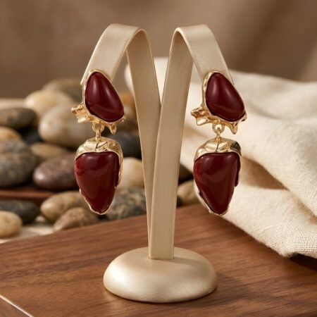 Gilded Geode Merlot Gold Plated Drop Earrings